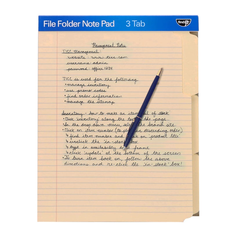 Find It File Folder Notepad - Pack of 12-9.5 x 12.5 Inch Notebook Organizer Folders for Filing, Document, and Clipboard Organization - Manila - Image 1